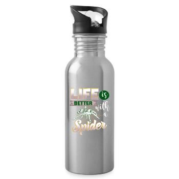 Life is better with a Spider - for spider fans - Water bottle with straw - silver - Right