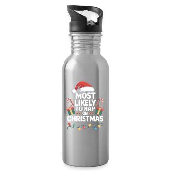 Le plus susceptible de faire une sieste à Noël - Gourde avec paille intégrée - argent clair - Droite