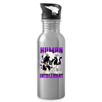 Unwearable Bootleg Human Intolerant - Trinkflasche mit integriertem Trinkhalm - Lightsilver - Rechts