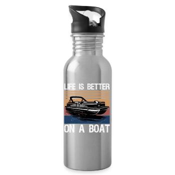 Boating Boat Captain Life is better on a boat - Water bottle with straw - silver - Right