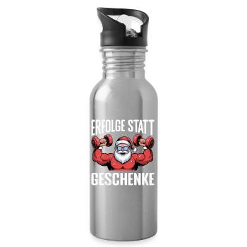 Le Père Noël RÉUSSIT AU LIEU DE CADEAUX Drôle - Gourde avec paille intégrée - argent clair - Droite