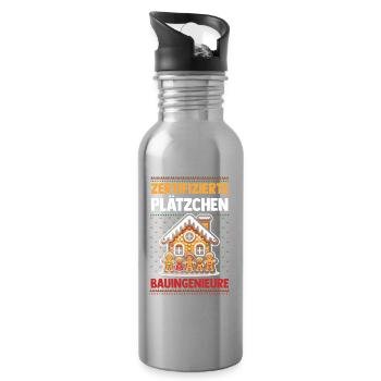 Weihnachtsmann Lebkuchenhaus Weihnachten - Trinkflasche mit integriertem Trinkhalm - Lightsilver - Rechts