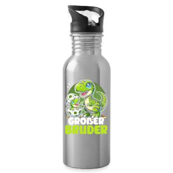 Big Brother Dinosaur Dino Sibling Motif - Water bottle with straw - silver - Right