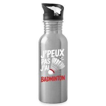 Das geht nicht, ich spiele Badminton. - Trinkflasche mit integriertem Trinkhalm - Lightsilver - Rechts