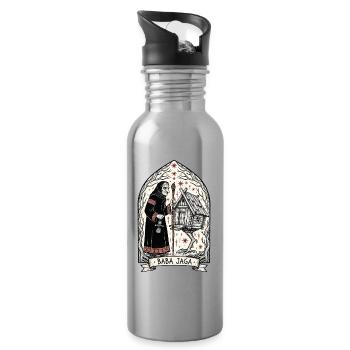 Baba Yaga Dunkle Slawische Hexenkunst - Trinkflasche mit integriertem Trinkhalm - Lightsilver - Rechts
