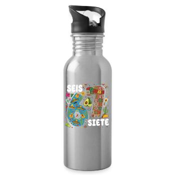 Sechs Sieben Fiesta Muster - Trinkflasche mit integriertem Trinkhalm - Lightsilver - Rechts