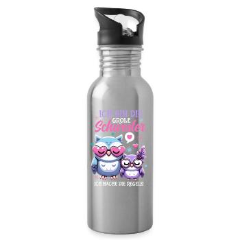 Big sister Owls Older baby Siblings - Water bottle with straw - silver - Right