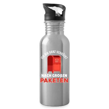 Postman I'M CRAZY ABOUT BIG PARCELS - Water bottle with straw - silver - Right