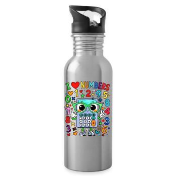 I Love Numbers Calculator - Water bottle with straw - silver - Right