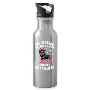 Drôles de Rottweiler : Cadeau Drôle de Rottweiler - Gourde avec paille intégrée - argent clair - Droite