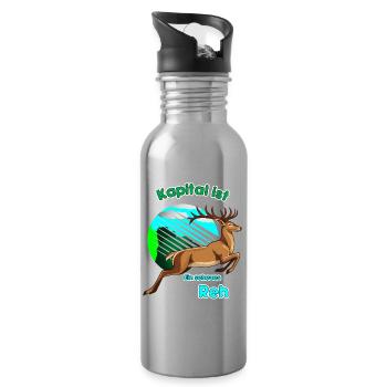 Kapital ist Ein scheues Reh - Trinkflasche mit integriertem Trinkhalm - Lightsilver - Rechts