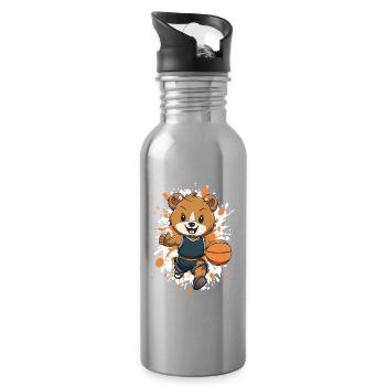 Basketball bears in team look - Water bottle with straw - silver - Right