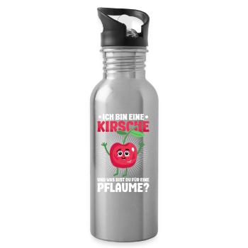 Cerise Expressions drôles Tenues amusantes Ironie - Gourde avec paille intégrée - argent clair - Droite