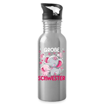 Grande Sœur Éléphant Frère ou Sœur Aînée - Gourde avec paille intégrée - argent clair - Droite