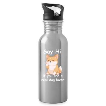 Say Hi Dog Lover Tee Lustiges Zitat - Trinkflasche mit integriertem Trinkhalm - Lightsilver - Rechts