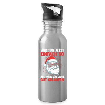 Santa Claus Christmas Time Naughty Christmas - Water bottle with straw - silver - Right