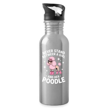 Don amusant de caniche Expressions de caniche - Gourde avec paille intégrée - argent clair - Droite