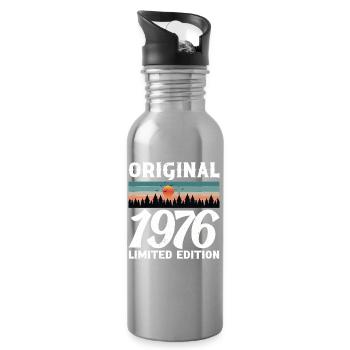 1976 Original Retro Vintage Birthday Gift - Water bottle with straw - silver - Right