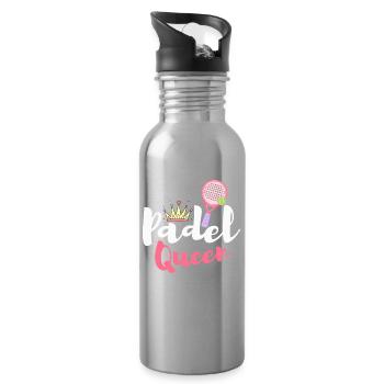 Frauen Padel Queen Padel Spielerin Tennis Padelspielerin - Trinkflasche mit integriertem Trinkhalm - Lightsilver - Rechts