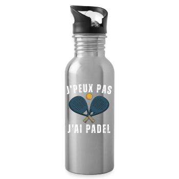 I can't I have padel - Water bottle with straw - silver - Right