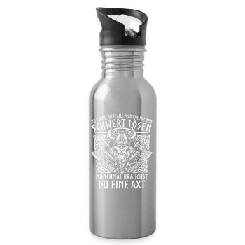 Comic Wikinger: Der tapfere Krieger - Trinkflasche mit integriertem Trinkhalm - Lightsilver - Rechts