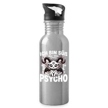 I'm Cute But Full Psycho – Kawaii Goth - Water bottle with straw - silver - Right