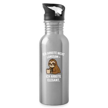 Paresseux élégant au café - slogan - Gourde avec paille intégrée - argent clair - Droite