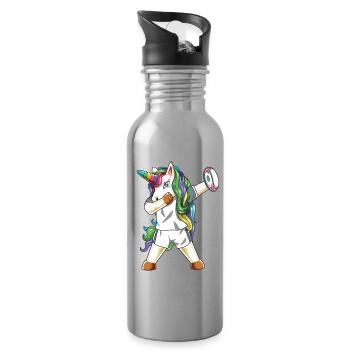 Rugby-Einhornspieler Dabbing Funny Game Sport - Trinkflasche mit integriertem Trinkhalm - Lightsilver - Rechts