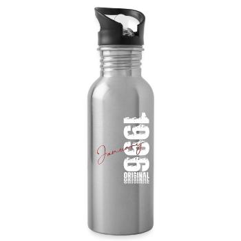 30th Birthday Original January 1996 - Water bottle with straw - silver - Right