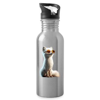 Polarfuchs Schneefuchs Eisfuchs Süßer Weißer Fuchs - Trinkflasche mit integriertem Trinkhalm - Lightsilver - Rechts