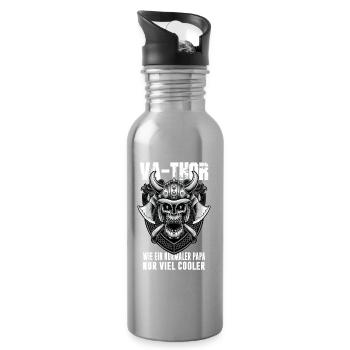 Wikinger Nordmann Wie Ein Normale Papa  - Trinkflasche mit integriertem Trinkhalm - Lightsilver - Rechts