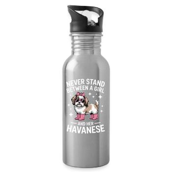 Havanese Sprüche Mädchen Lustige Havanese Geschenk - Trinkflasche mit integriertem Trinkhalm - Lightsilver - Rechts