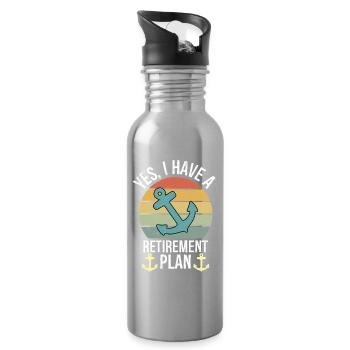 Plain Sailing Boat Retirement Plan Gift - Trinkflasche mit integriertem Trinkhalm - Lightsilver - Rechts