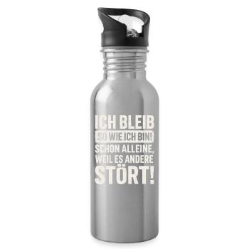 Ich Bleib So Wie Ich Bin Spruch Humor Lustig  - Trinkflasche mit integriertem Trinkhalm - Lightsilver - Rechts