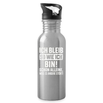 Ich Bleib So Wie Ich Bin Spruch Humor Lustig  - Trinkflasche mit integriertem Trinkhalm - Lightsilver - Rechts