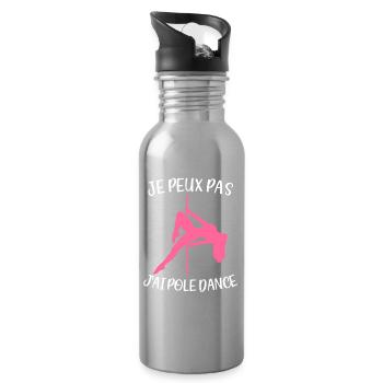 Ich kann nicht, ich Pole-Dance-Tänzer Tänzer Barre-Tänzer - Trinkflasche mit integriertem Trinkhalm - Lightsilver - Rechts