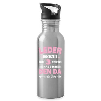 3. Hochzeitstag Ehefrau Jahrestag Ehe Geschenk - Trinkflasche mit integriertem Trinkhalm - Lightsilver - Rechts