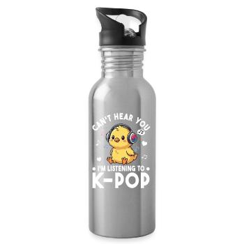 K-Pop Küken – Süßes Musik Fan Statement - Trinkflasche mit integriertem Trinkhalm - Lightsilver - Rechts