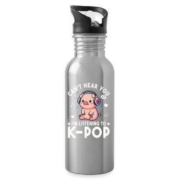 K-Pop Schweinchen – Kawaii Musik Fan Design - Trinkflasche mit integriertem Trinkhalm - Lightsilver - Rechts
