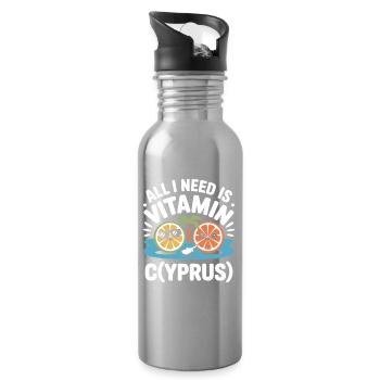 Zypern All I Need Is Vitamin Cyprus Zypern Flagge - Trinkflasche mit integriertem Trinkhalm - Lightsilver - Rechts