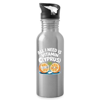 Zypern All I Need Is Vitamin Cyprus Zypern Flagge - Trinkflasche mit integriertem Trinkhalm - Lightsilver - Rechts