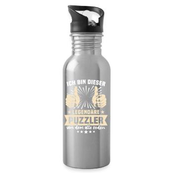Puzzler Sprüche - Trinkflasche mit integriertem Trinkhalm - Lightsilver - Rechts