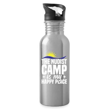 Naturismus Nudismus-Symbol Freiheitsliebhaber Nudistencamp - Trinkflasche mit integriertem Trinkhalm - Lightsilver - Rechts
