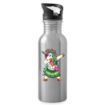 Tupfen von Hawaiian Unicorn Hula Dancer Girl - Trinkflasche mit integriertem Trinkhalm - Lightsilver - Rechts
