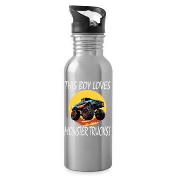 Monster Truck Boy - Water bottle with straw - silver - Right