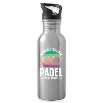 Retired NEVER TOO OLD FOR A PADEL COMPETITION - Water bottle with straw - silver - Right