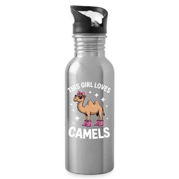 Kamele Spruch Lustiges Kamele Geschenk - Trinkflasche mit integriertem Trinkhalm - Lightsilver - Rechts