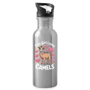 Kamele Spruch Lustiges Kamele Geschenk - Trinkflasche mit integriertem Trinkhalm - Lightsilver - Rechts