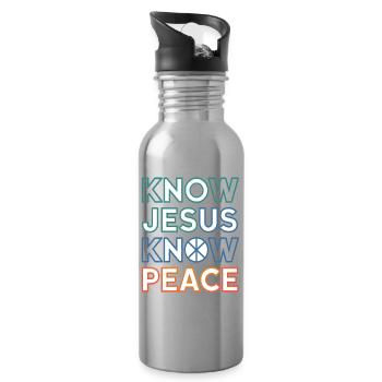 Typographie de Know Jesus Know Peace - Gourde avec paille intégrée - argent clair - Droite