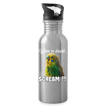 Creative Gifts Bird Friends Budgie - Water bottle with straw - silver - Right